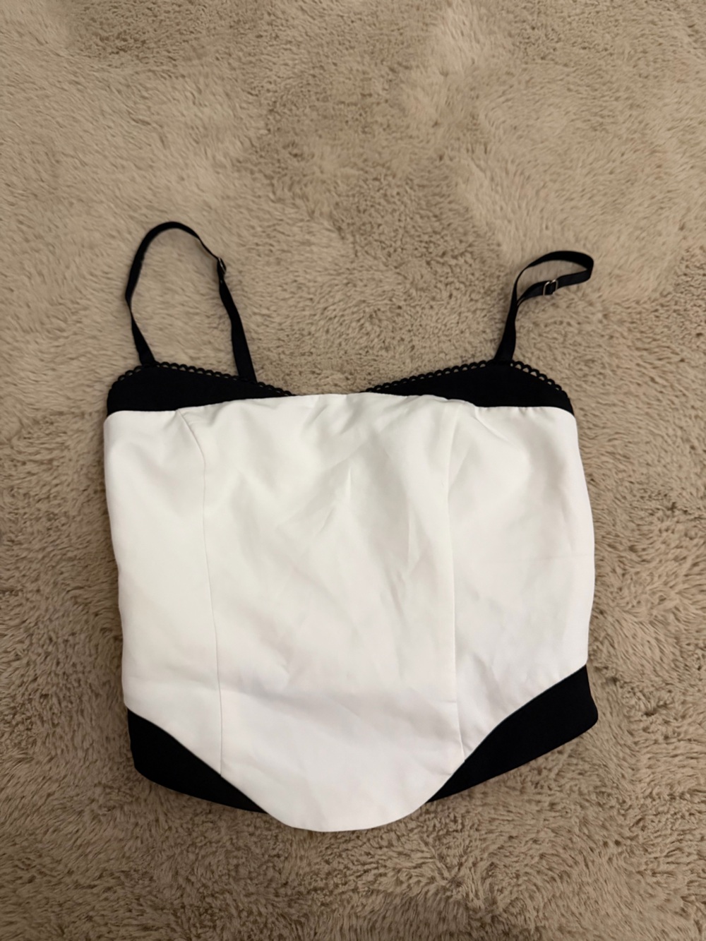 White Fox White and Black Strapless Bandeau Top